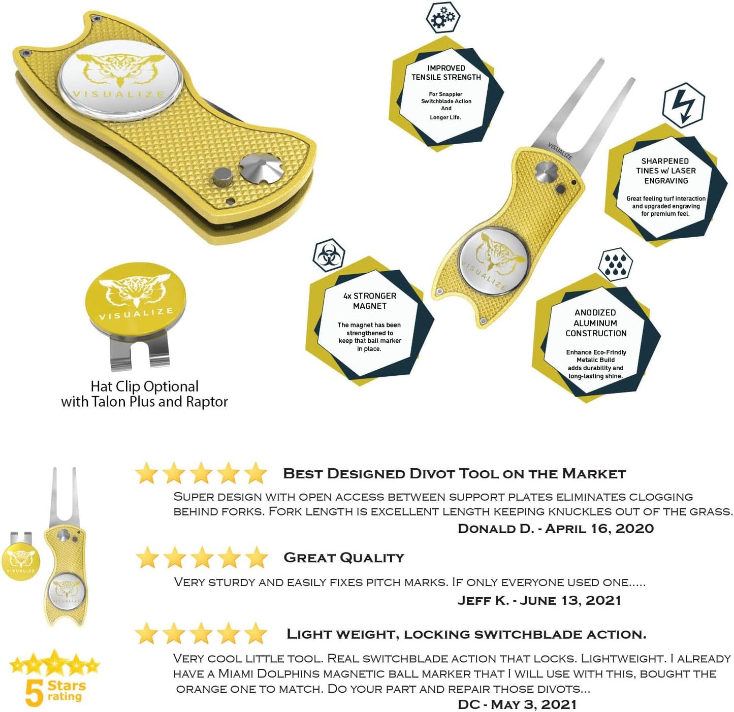 Elite Switchblade Golf Divot Repair Tool Set with Ball Marker - Sturdy Anodized Aluminum - Perfect Golf Accessory Gift