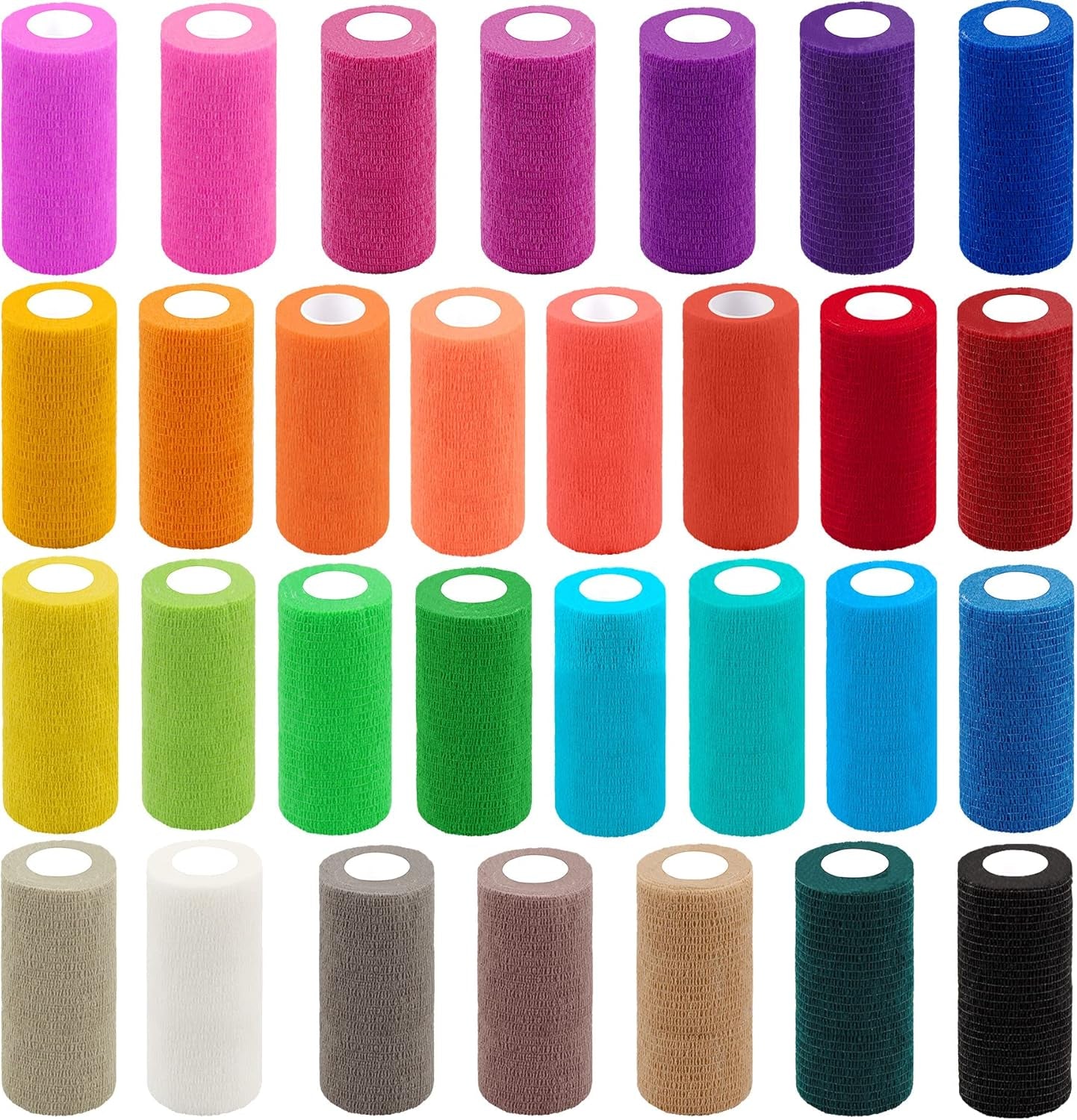 30 Rolls Self Adherent Wrap 4 Inch Bandage Adhesive Wrap Breathable Athletic Tape Stretch Wrap Roll Sports Wrap Tape Self Adhesive Bandage Wrap for Wrist Ankle Swelling Sprains(30 Colors)