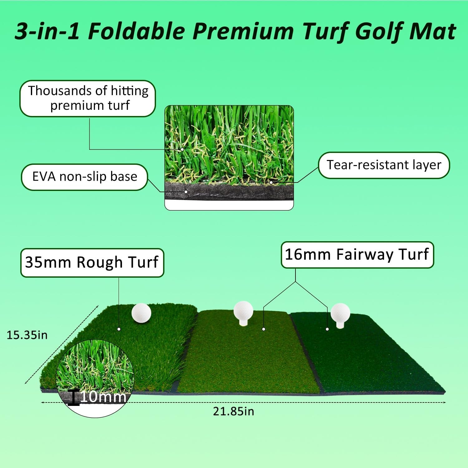 Golf Hitting Net - Including Real Balls/Turf Mat/Tees/Hat/Target/Bag: Gift for Mens Golf Lovers - Indoor Outdoor Garage Use