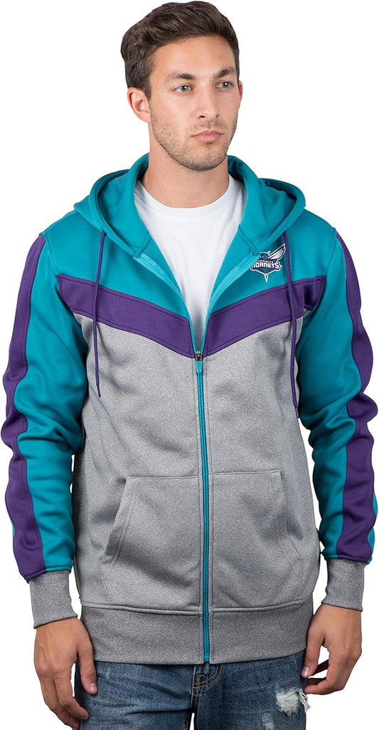 Men'S NBA Official Contrast Back Cut Full Zip Hoodie Sweatshirt
