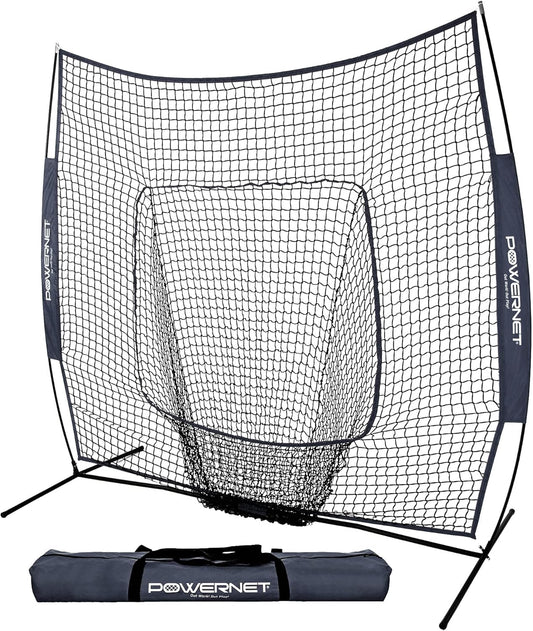 Baseball Softball Practice Net 7X7 with Baseball Accessories for Practice Pitching, Batting & Fielding, Ball Caddy, Weighted Baseballs, Tee