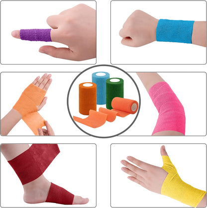 30 Rolls Self Adherent Wrap 4 Inch Bandage Adhesive Wrap Breathable Athletic Tape Stretch Wrap Roll Sports Wrap Tape Self Adhesive Bandage Wrap for Wrist Ankle Swelling Sprains(30 Colors)
