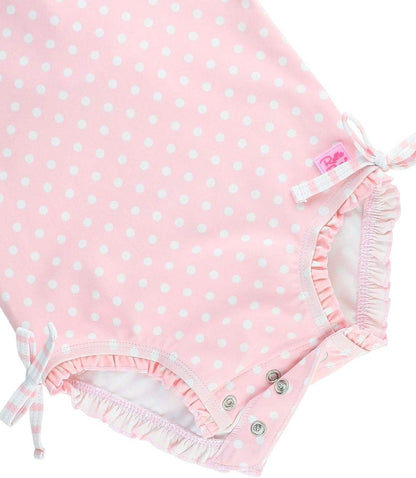 Baby Girls UPF 50+ Sun Protection Polka Dot Long Sleeve One Piece Rash Guard Swimsuit with Zipper