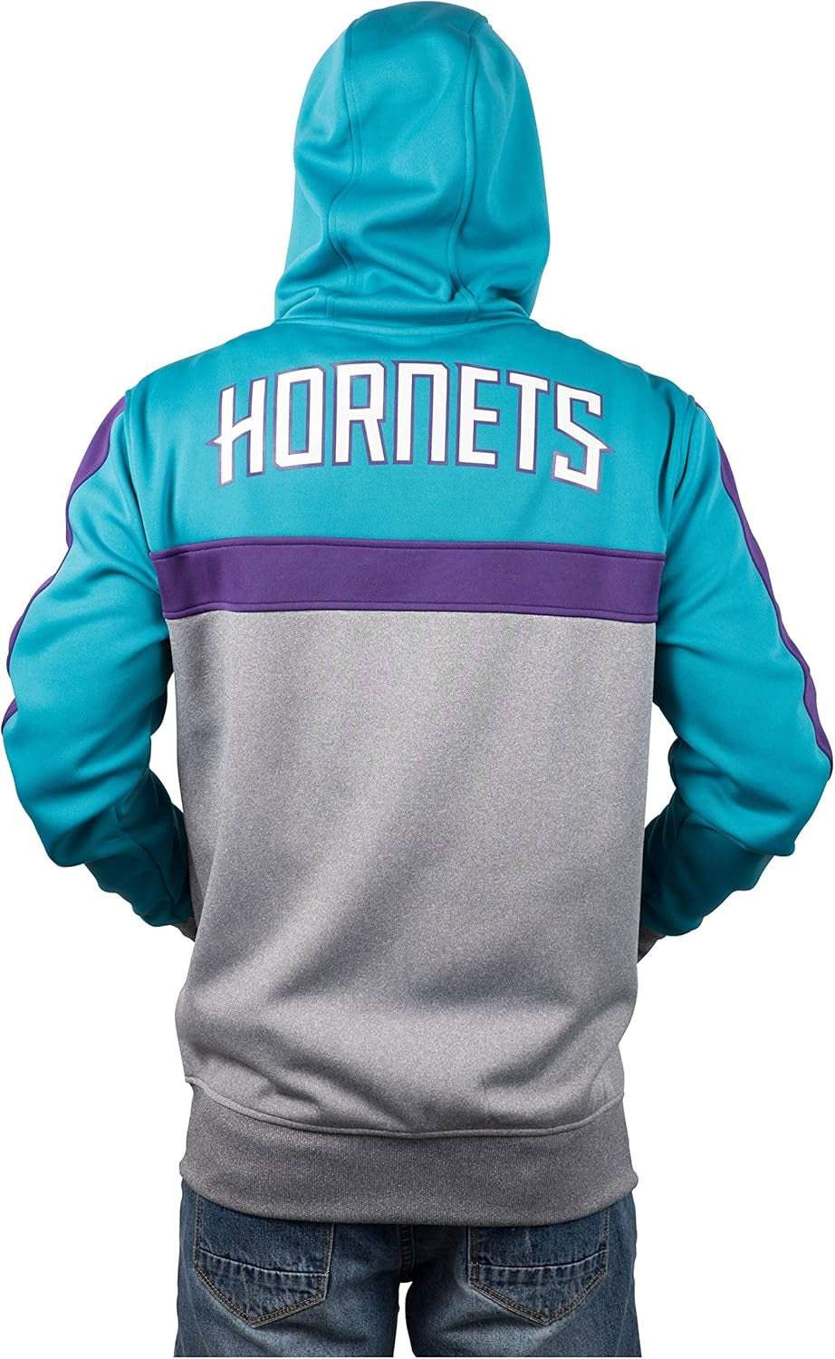 Men'S NBA Official Contrast Back Cut Full Zip Hoodie Sweatshirt