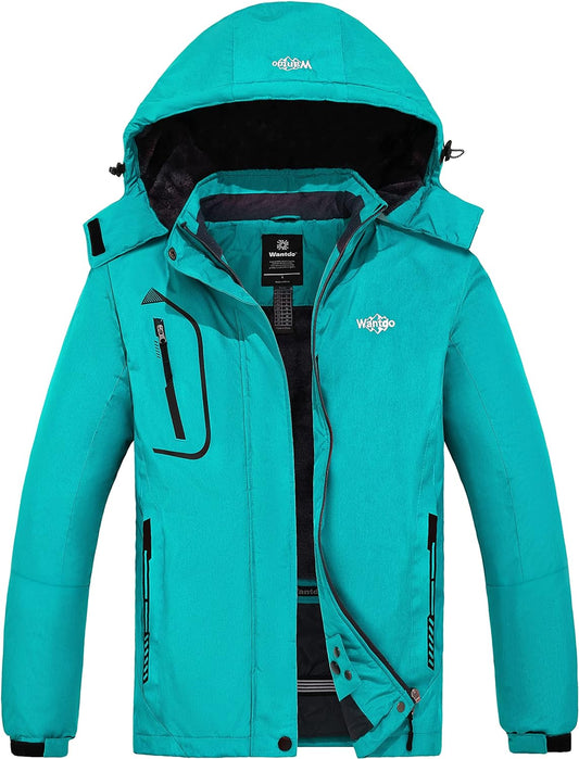 Women'S Mountain Waterproof Ski Jacket Windproof Rain Jacket Winter Warm Hooded Coat