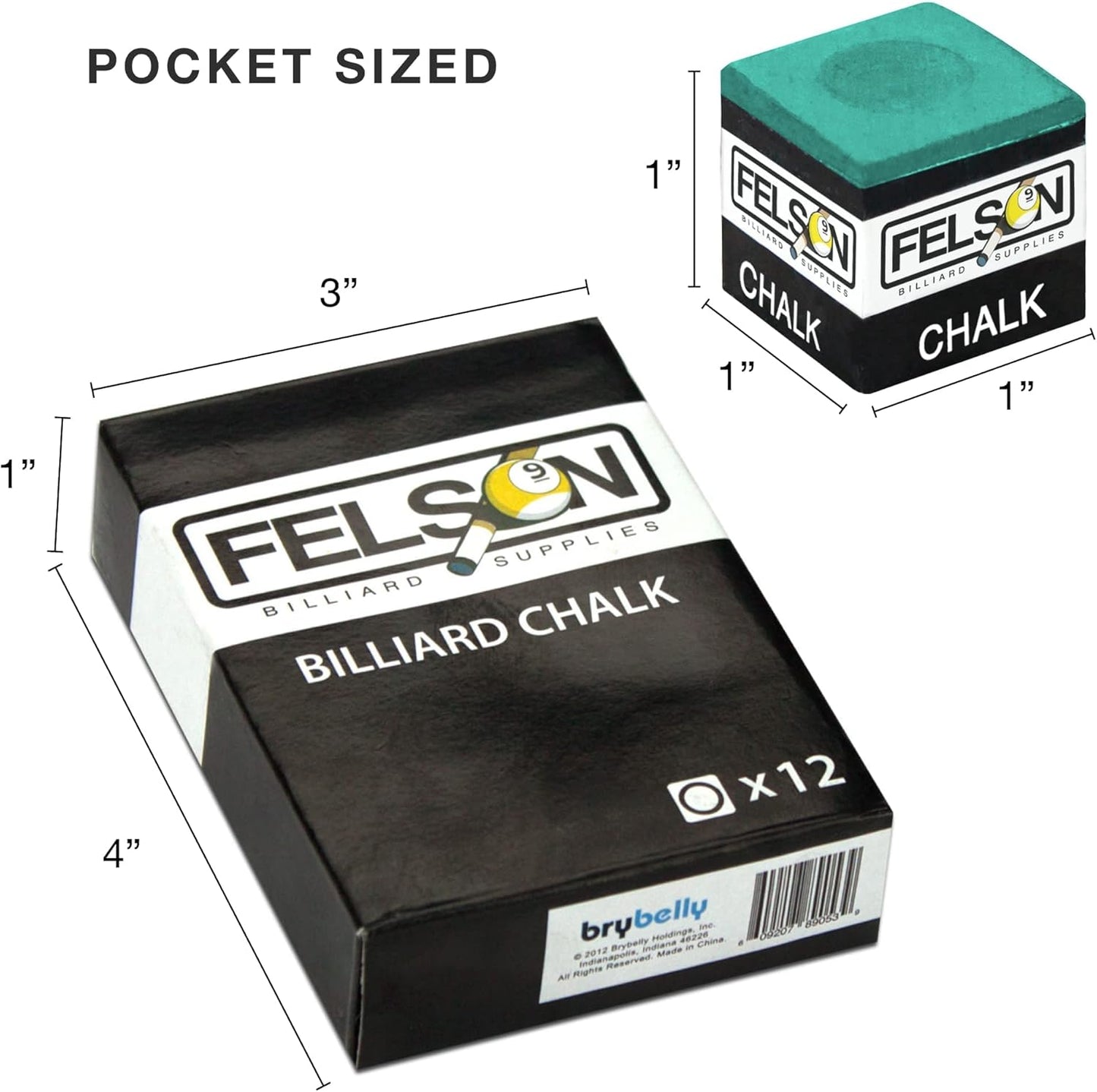 Felson Pool Chalk Cubes | Pool Table Accessories for Table Billiards | Pool Cue Chalk & Storage Box