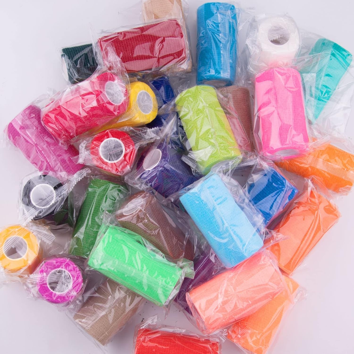 30 Rolls Self Adherent Wrap 4 Inch Bandage Adhesive Wrap Breathable Athletic Tape Stretch Wrap Roll Sports Wrap Tape Self Adhesive Bandage Wrap for Wrist Ankle Swelling Sprains(30 Colors)