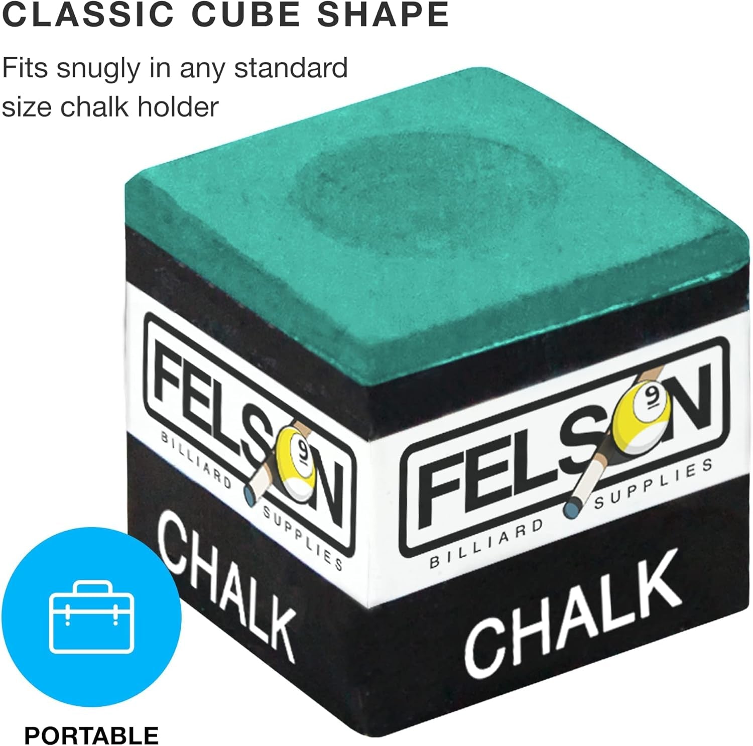 Felson Pool Chalk Cubes | Pool Table Accessories for Table Billiards | Pool Cue Chalk & Storage Box