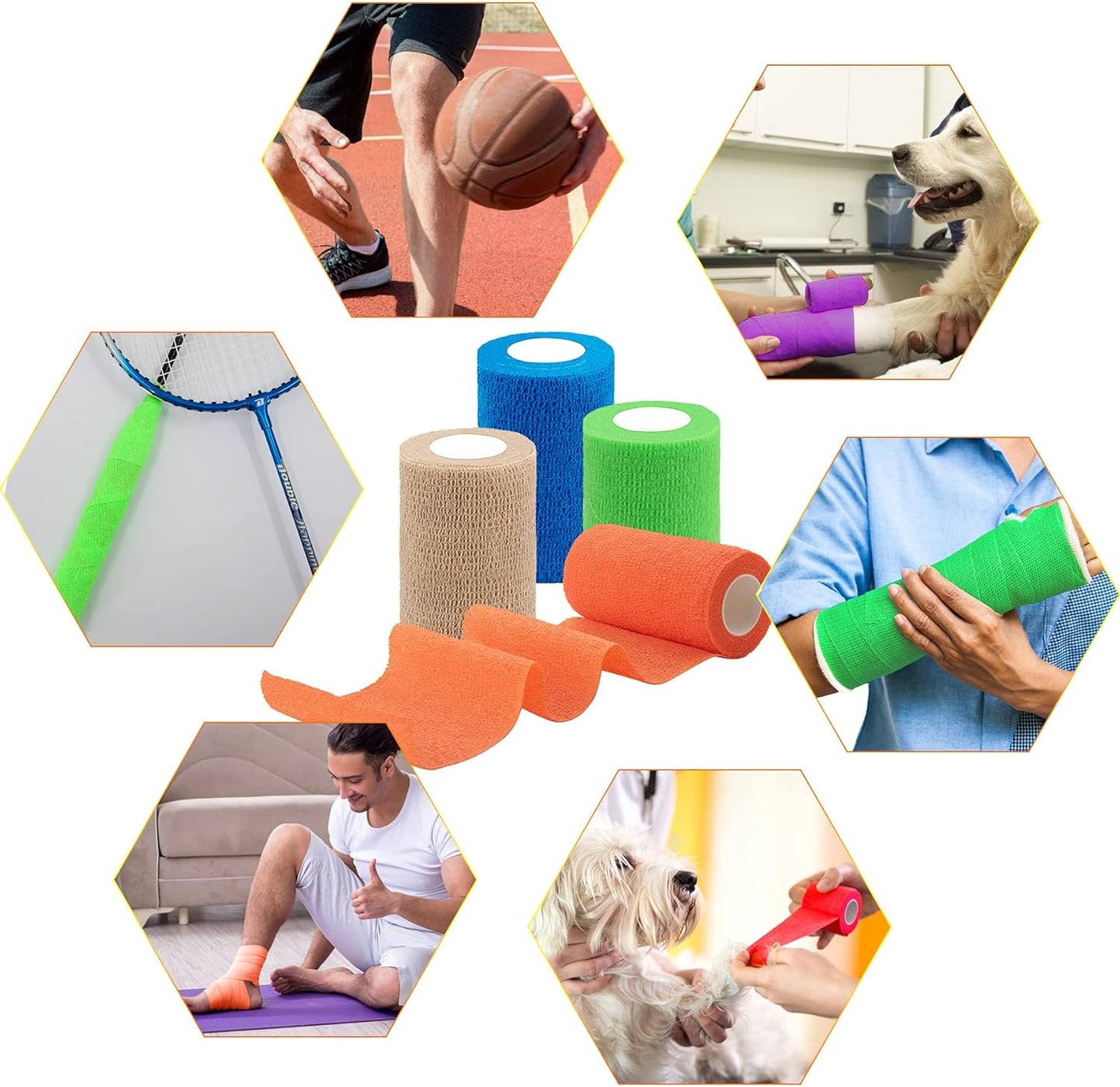 30 Rolls Self Adherent Wrap 4 Inch Bandage Adhesive Wrap Breathable Athletic Tape Stretch Wrap Roll Sports Wrap Tape Self Adhesive Bandage Wrap for Wrist Ankle Swelling Sprains(30 Colors)