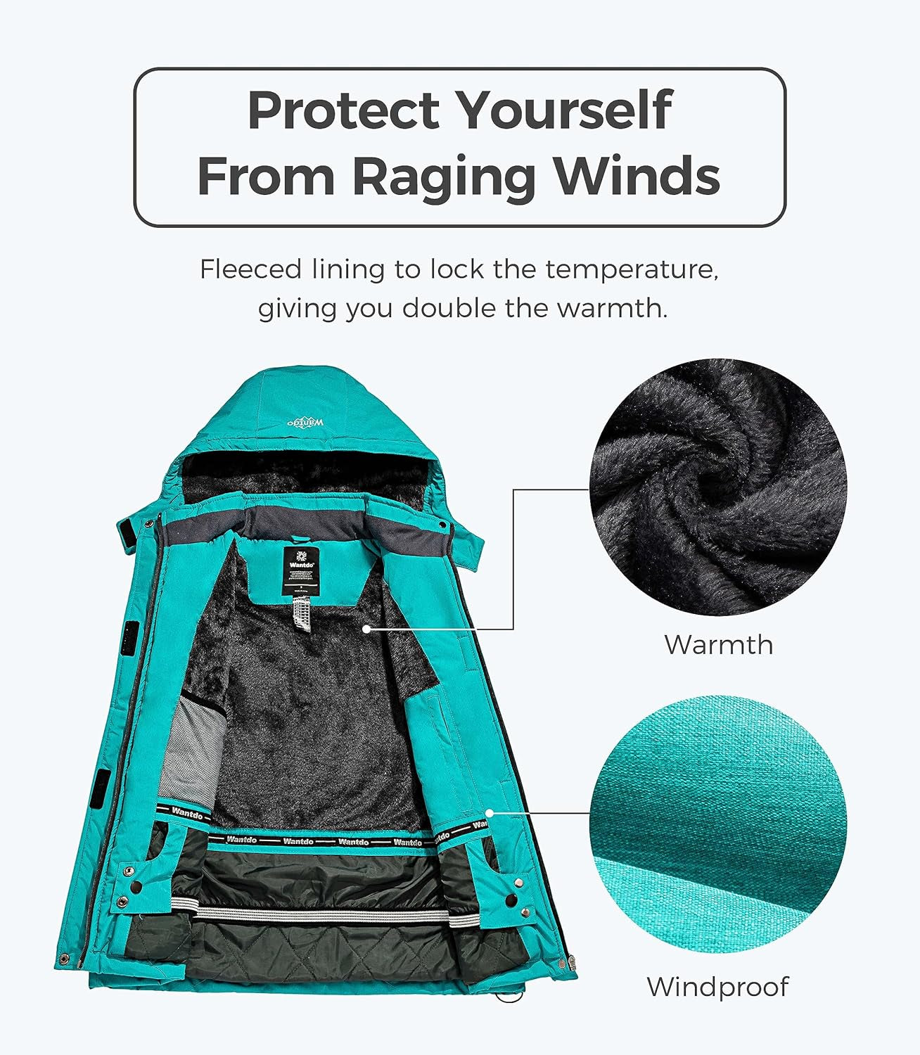 Women'S Mountain Waterproof Ski Jacket Windproof Rain Jacket Winter Warm Hooded Coat