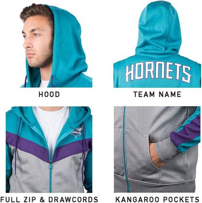 Men'S NBA Official Contrast Back Cut Full Zip Hoodie Sweatshirt